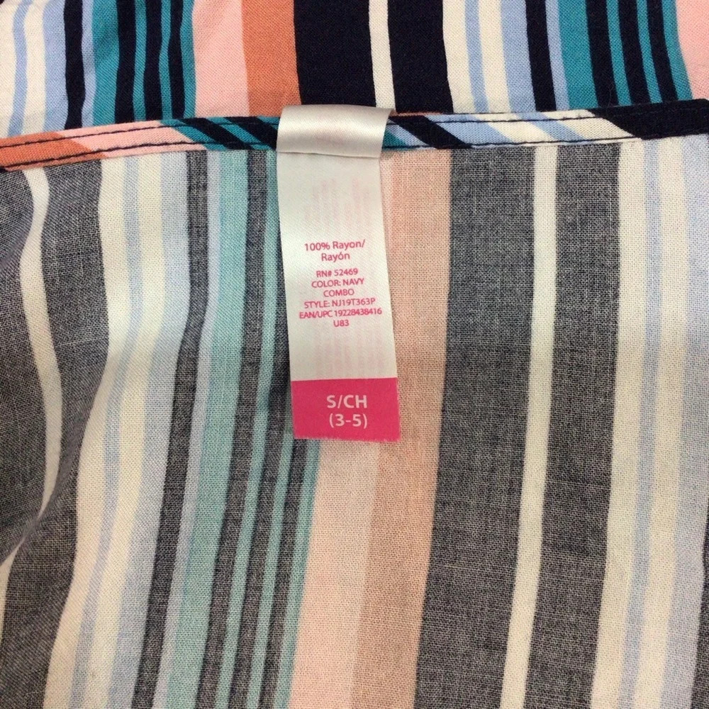 No Boundaries Junior’s Striped Open Tie Front Rayon Crop Top - Size Small - Picture 7 of 8
